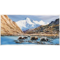Mount Everest With Yak Acrylic Painting 2ft W x 4ft H
