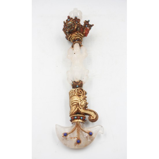 Tibetan Crystal Katipa Phurba 14.5" H