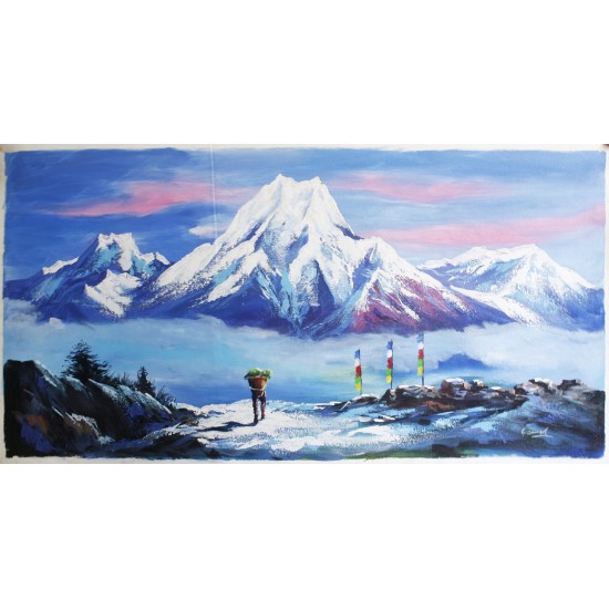 Mount Everest Acrylic Painting 36" W x 18" H