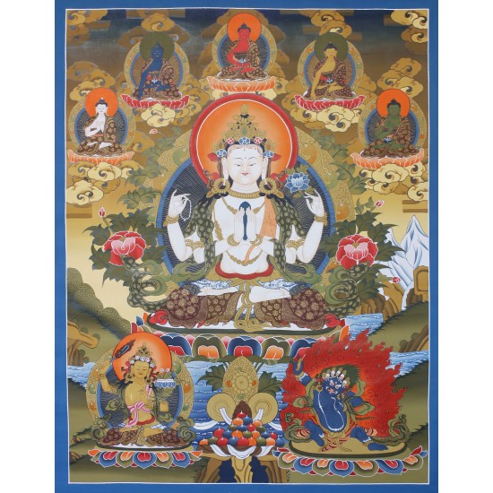 Khacheri Tibetan Thangka Painting 30" W x 41" H