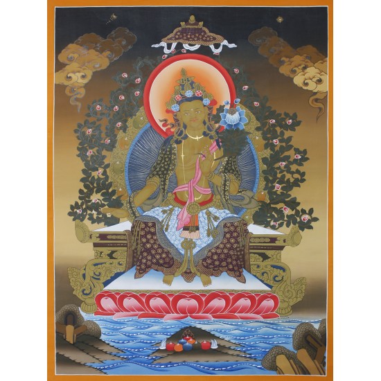 Maitreya Buddha Tibetan Thangka Painting 30" W x 41" H