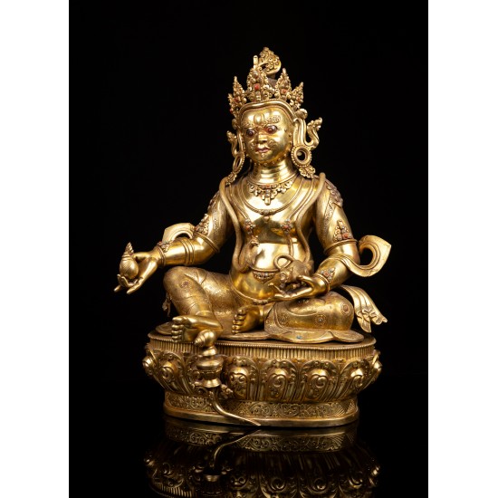 Kuber (Jambhala) Full Gold Gilded Statue 26 cm W x 52 cm H x 25 cm B