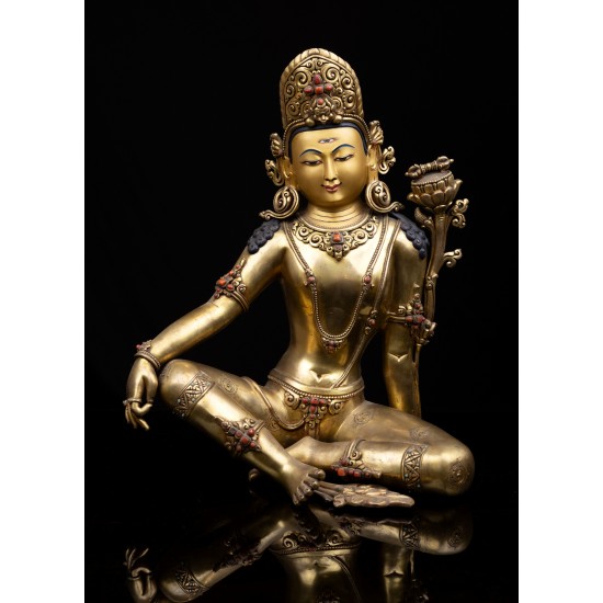 God Of Weather Indra Full Gold Gilded Statue 30 cm W x 39 cm x 25 cm B