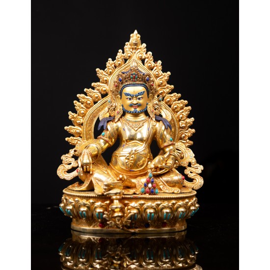 Kuber (Jambhala) Full Gold Gilded Copper Statue 25 cm W x 39 cm H x 15 cm B