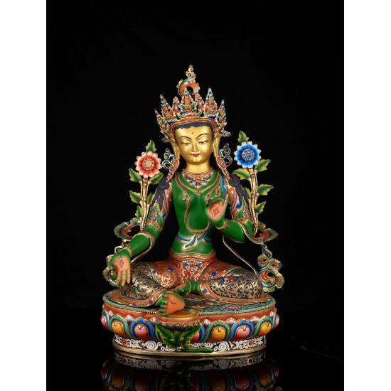 Green Tara Gold Gilded Copper Statue 40cm W x 65 cm H x 35 cm B
