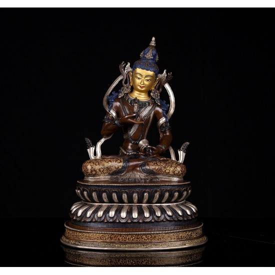 Vajrasattva Copper Oxidized Silver Plated Statue 25 cm W x 39 cm H x 20 cm B
