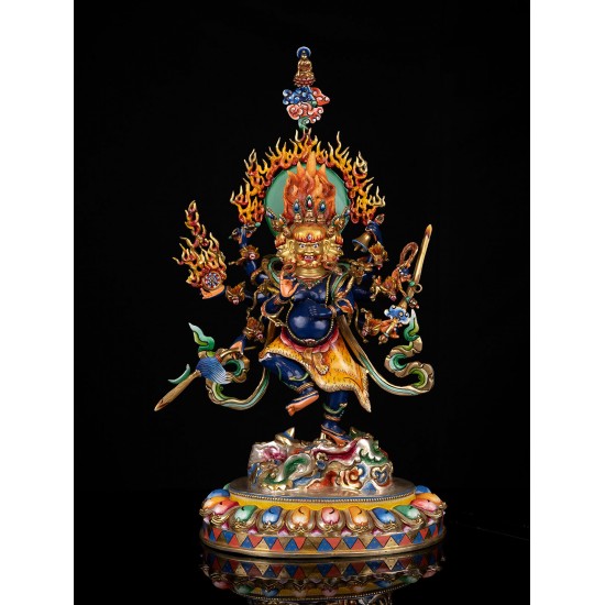 Akash Bhairav Copper Acrylic Paint Statue 30 cm W x 60 cm H x 20 cm B