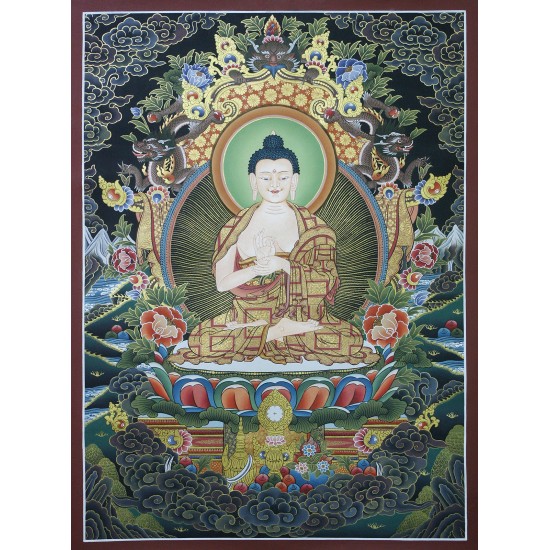 Vairochana Buddha Tibetan Thangka Painting 24" W x 33" H