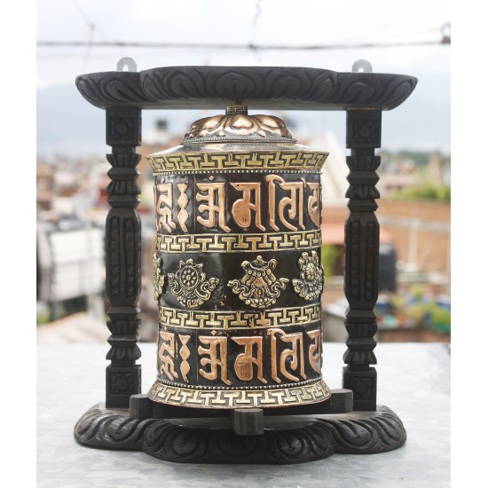 Wall Hanging 14 Inches Wooden Prayer Wheel 