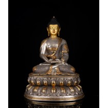 Amitabha Buddha Gold and Silver Gilded Copper Statue 35 cm W x 50 cm H x 25 cm B