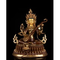 Saraswoti Half Gold Gilded Copper Statue 55 cm W x 67 cm H x 35 cm D