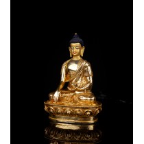 Shakyamuni Buddha Full Gold Gilded Copper Statue 15 cm W x 20 cm H x 10 cm B