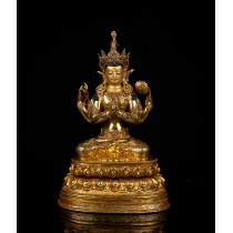 Khacheri Full Gold Gilded Copper Statue 22 cm W x 34 cm H x 15 cm D