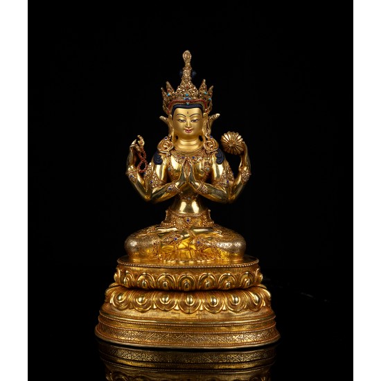 Khacheri Full Gold Gilded Copper Statue 22 cm W x 34 cm H x 15 cm D