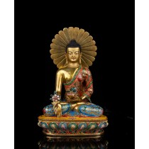Medicine Buddha Full Gold Gilded Copper Statue 15 cm W x 26 cm H x 10 cm B