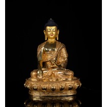 Shakyamuni Buddha Full Gold Gilded Copper Statue 22 cm W x 31 cm H x 15 cm B