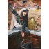 Traditonal Well And Women Acrylic Painting 16" W x 24" H