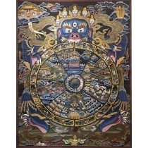 Wheel Of Life Tibetan Thangka Painting 124 cm W x 150 cm H