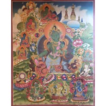 Green Tara Tibetan Thangka Painting 75 cm W x 95 cm H