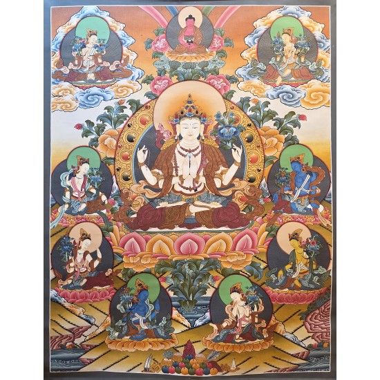 Khacheri Tibetan Thangka Painting 73 cm W x 99 cm H