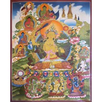 Manjushree Tibetan Thangka Painting 75 cm W x 100 cm H