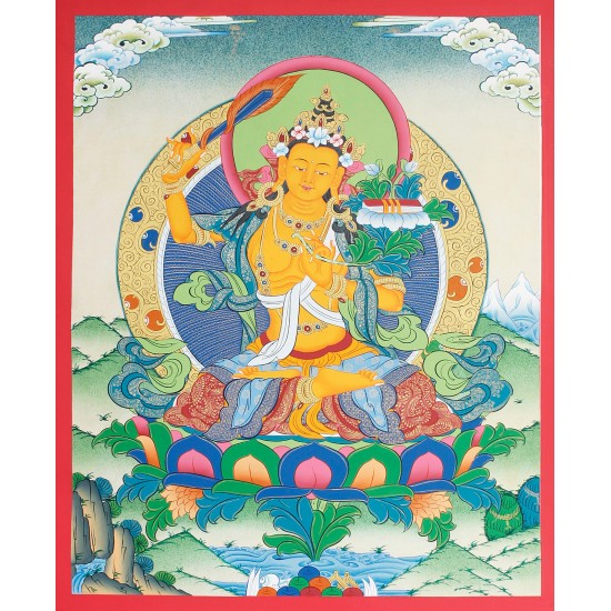 Manjushree Tibetan Thangka Painting 15.5